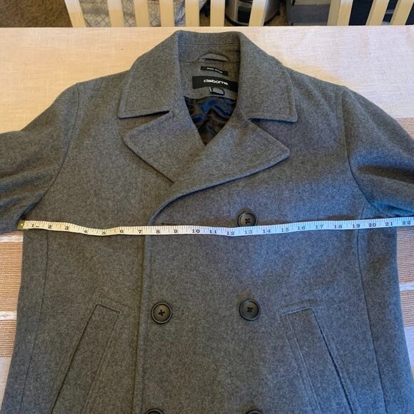 Mens Claiborne Wool Blend Pea Coat - Excellent Used Condition - Size Small - Picture 6 of 11